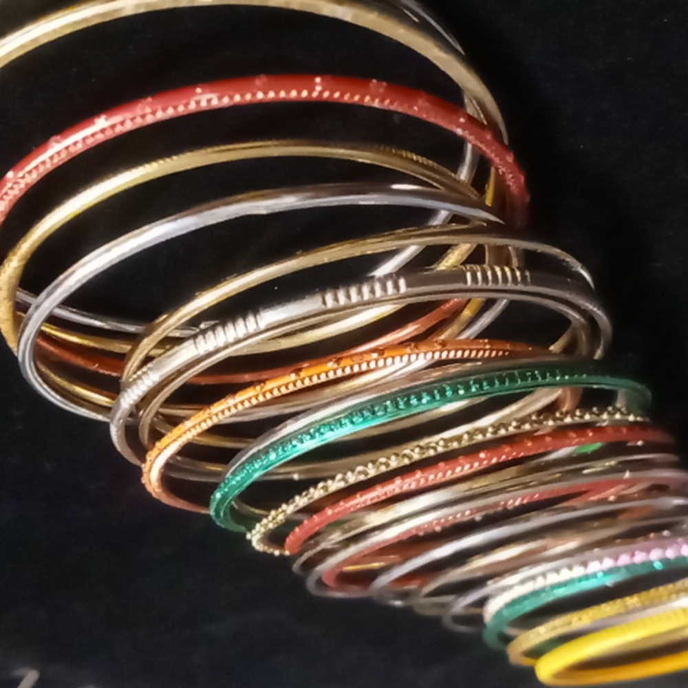 Girls colorful Bangles - Red, Gold, Green, pink , silver 2.25 in across small